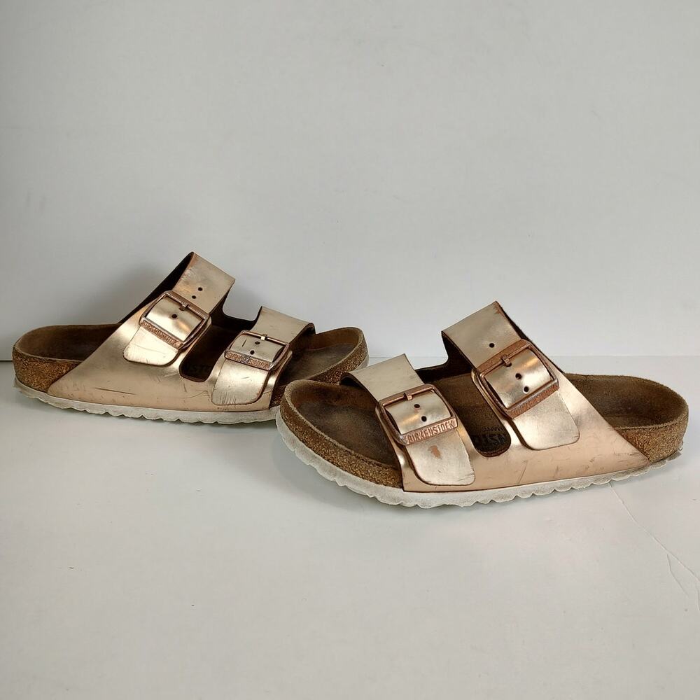 Birkenstock Arizona metallic Rose Gold casual summer sandals womens 6-6.5 (37) - Picture 2 of 9